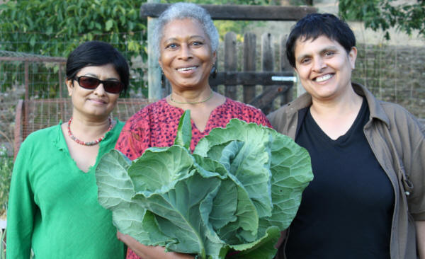 Alice Walker with Director Pratibha Parmar and producer Shaheen Haq in Northern California. Photo credit: Trish Govoni